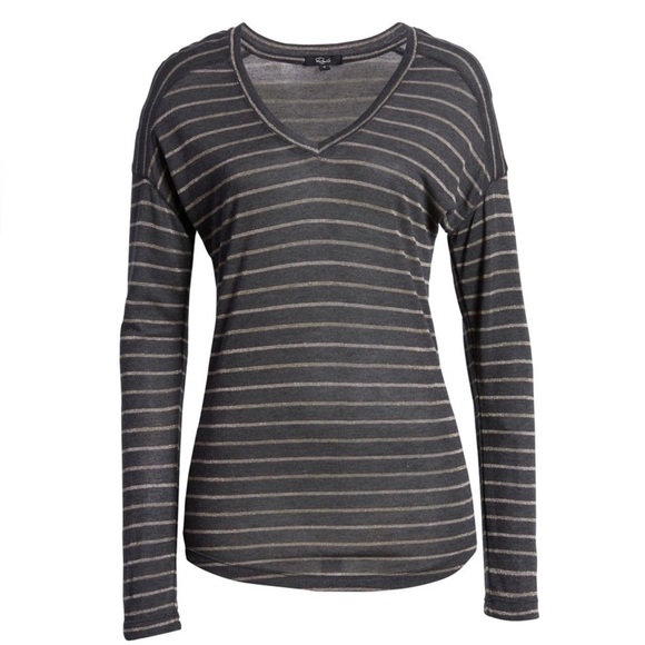 Rails Drop Shoulder Linen V-Neck Tee - Picture 6 of 7